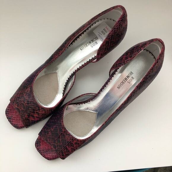 ROS HOMMERSON faux snakeskin peep toe heels - Picture 3 of 9